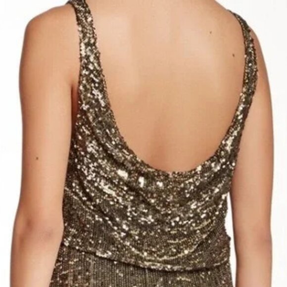 NWPT Alice & Olivia by Stacey Bendet Gold Sequin Mini Dress. SZ 4 - Picture 5 of 6